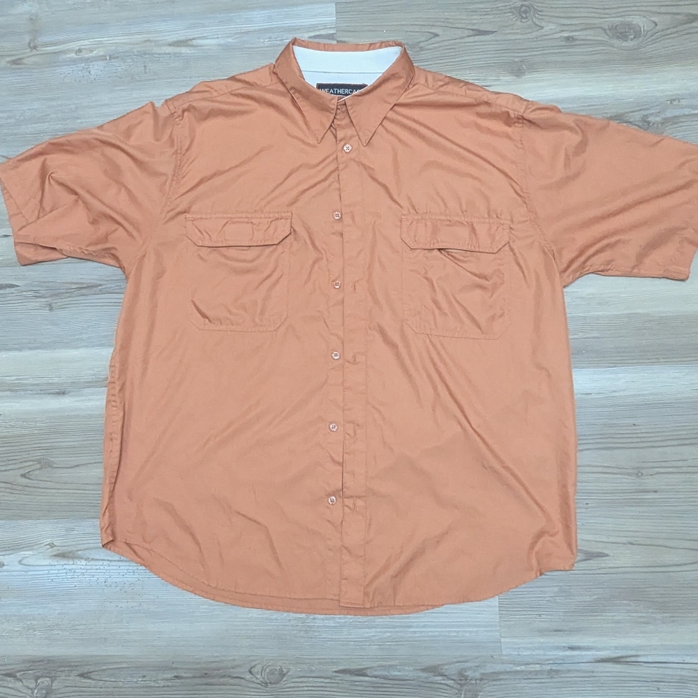 Men's Casual Button-Down Shirt in Warm Orange